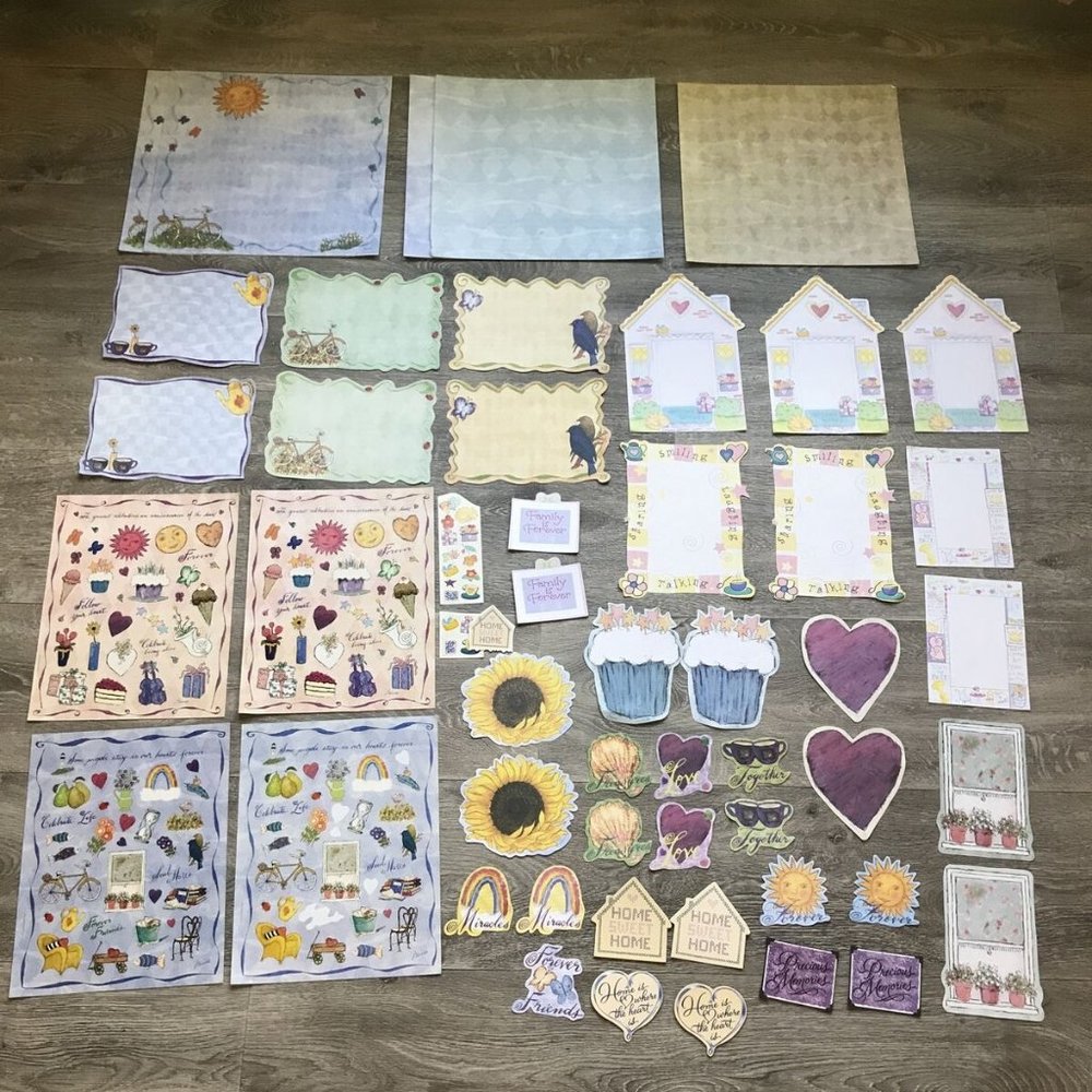 Lot Of Scrapbook Paper Stickers Diecuts Frames